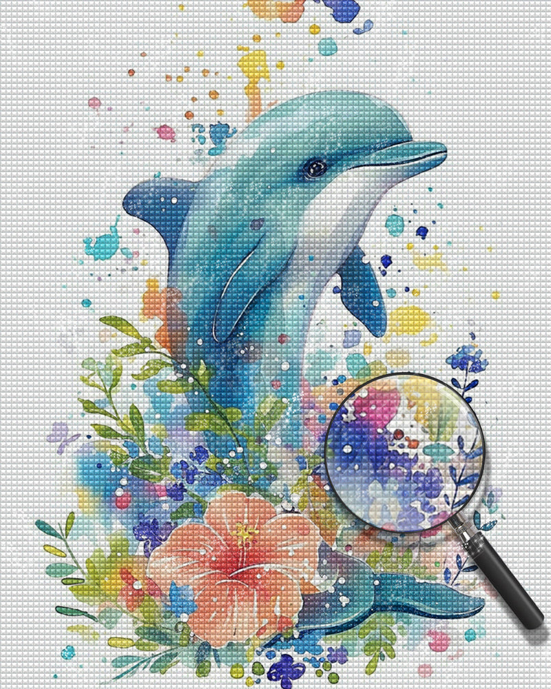 Delfin und Blumen Diamond Painting