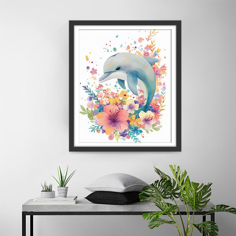 Delfin und Blumen Diamond Painting