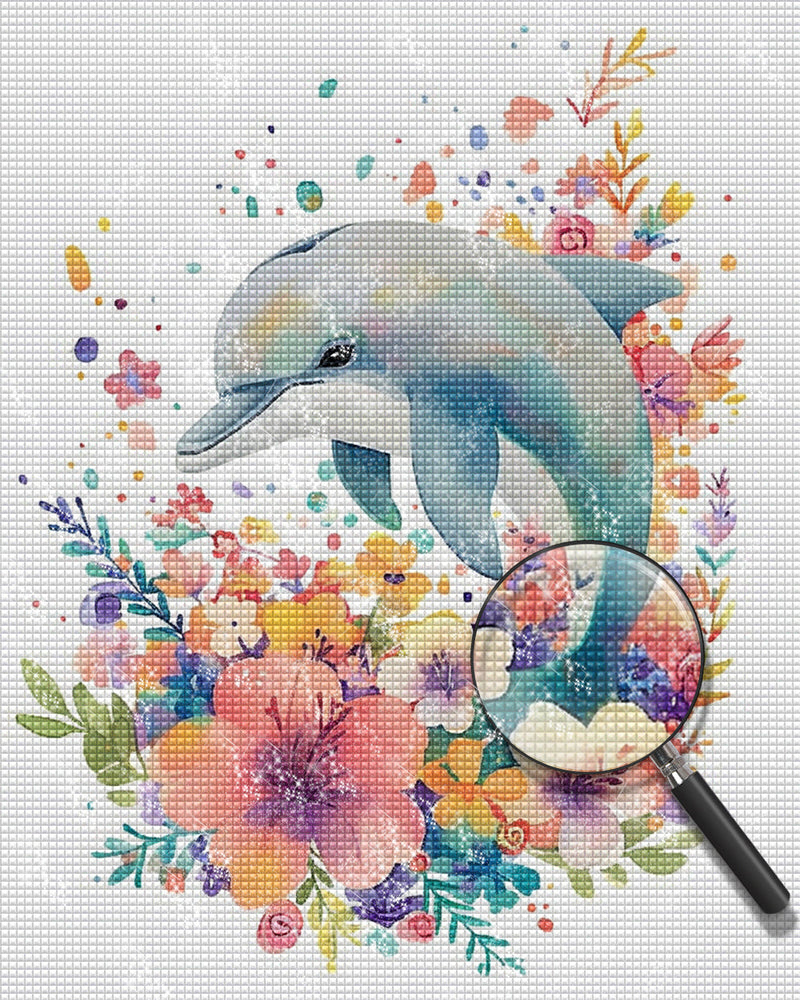 Delfin und Blumen Diamond Painting