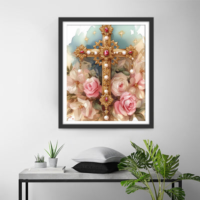 Kreuz und Blumen Diamond Painting