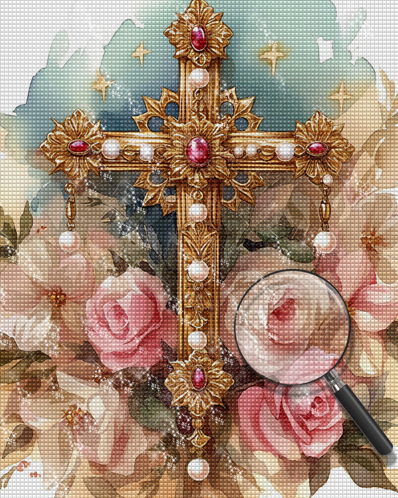 Kreuz und Blumen Diamond Painting