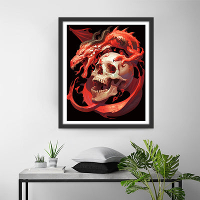 Totenkopf und Roter Drache Diamond Painting