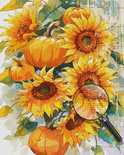 Sonnenblumen und Kürbisse Diamond Painting