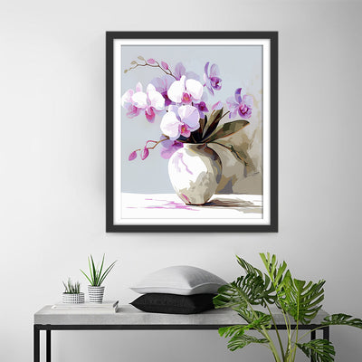 Orchidee in Weißer Vase Diamond Painting