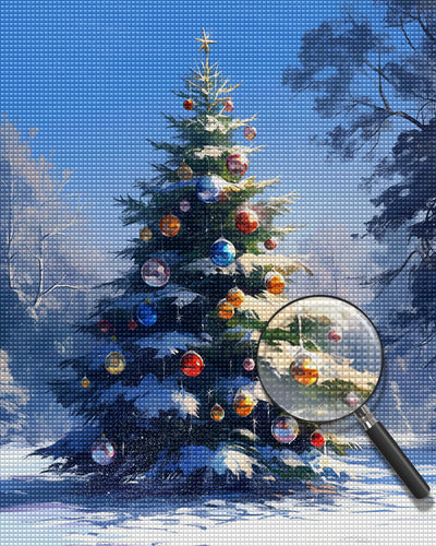 Weihnachtsbaum in Schnee Diamond Painting