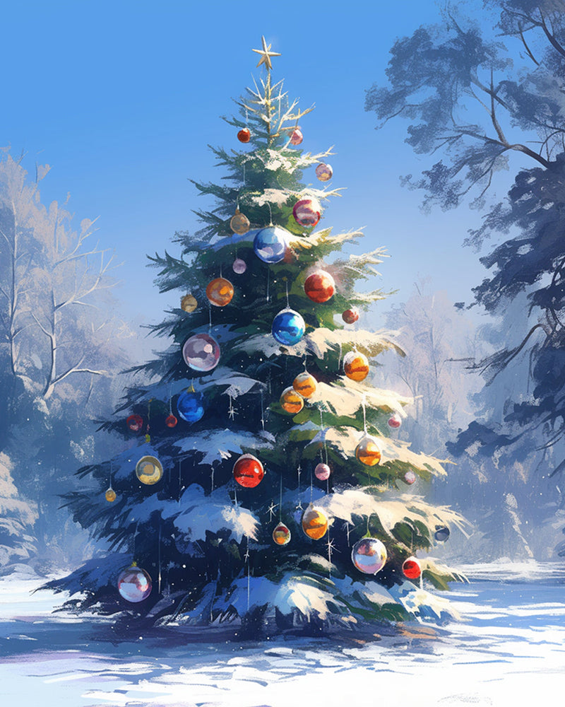 Weihnachtsbaum in Schnee Diamond Painting