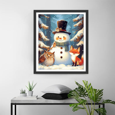 Weihnachten Schneemann Eule Fuchs Diamond Painting