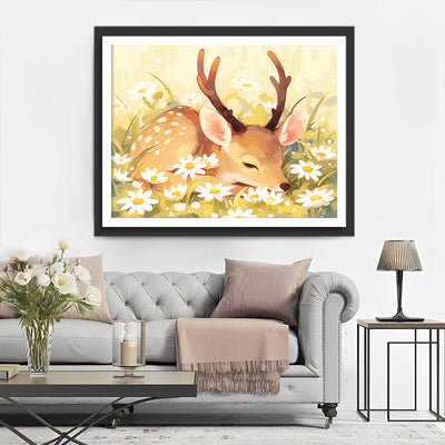 Hirsch und Blumen Diamond Painting