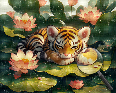 Tiger und Lotus Diamond Painting