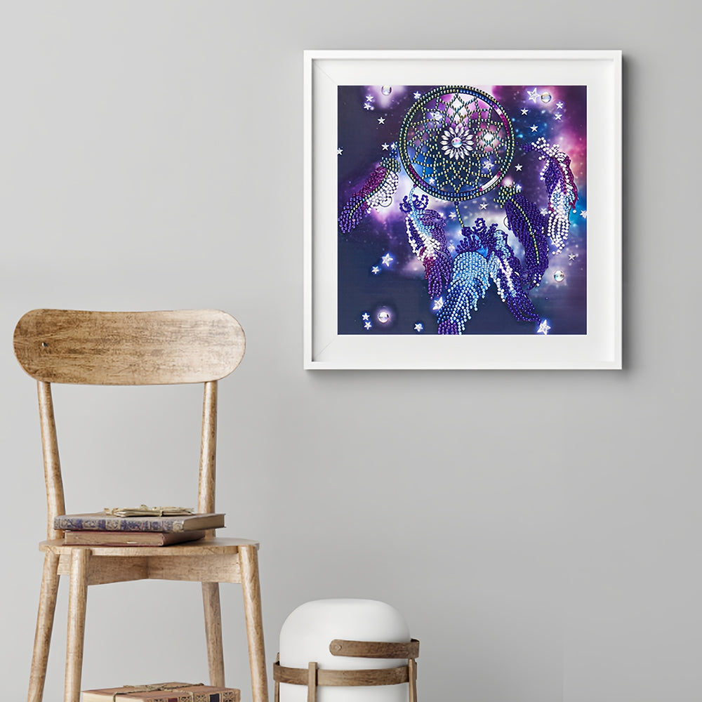 Lila Feder Traumfänger Sonderform Diamond Painting