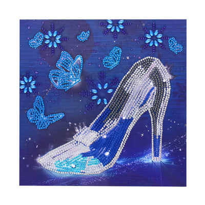 Blaue Schmetterling und Kristall Stöckelschuhe Sonderform Diamond Painting