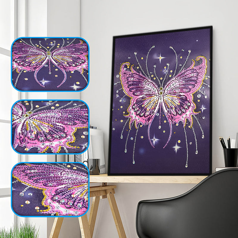 Rosa und Lila Schmetterling Sonderform Diamond Painting