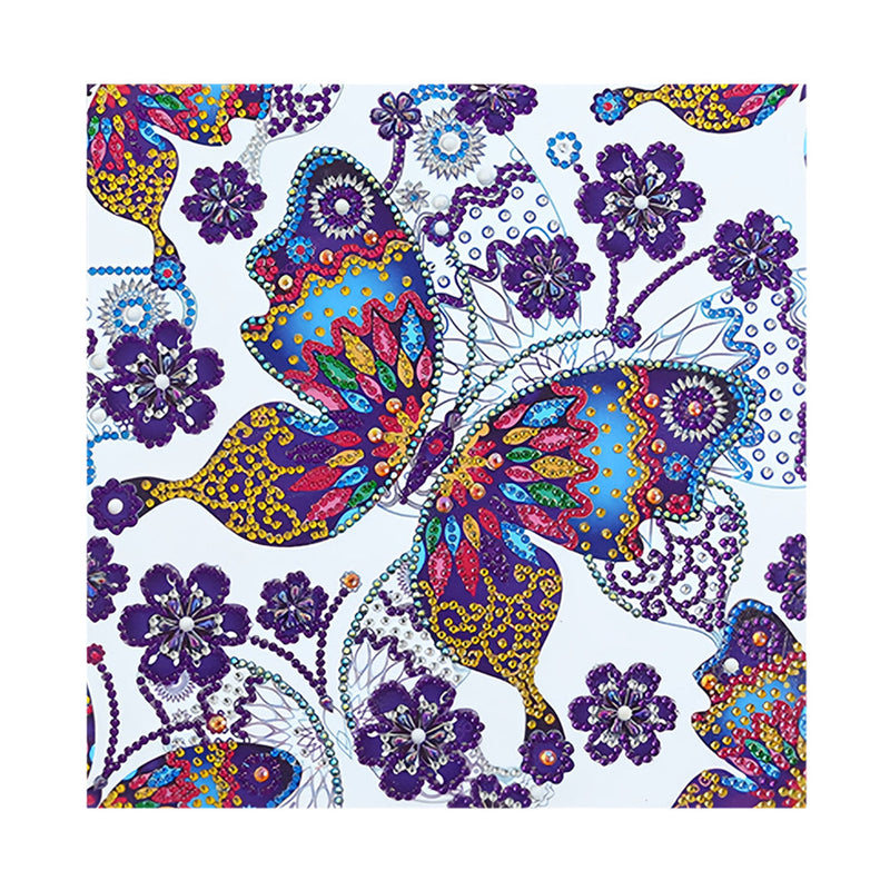 Schmetterling und Lila Blumen Sonderform Diamond Painting