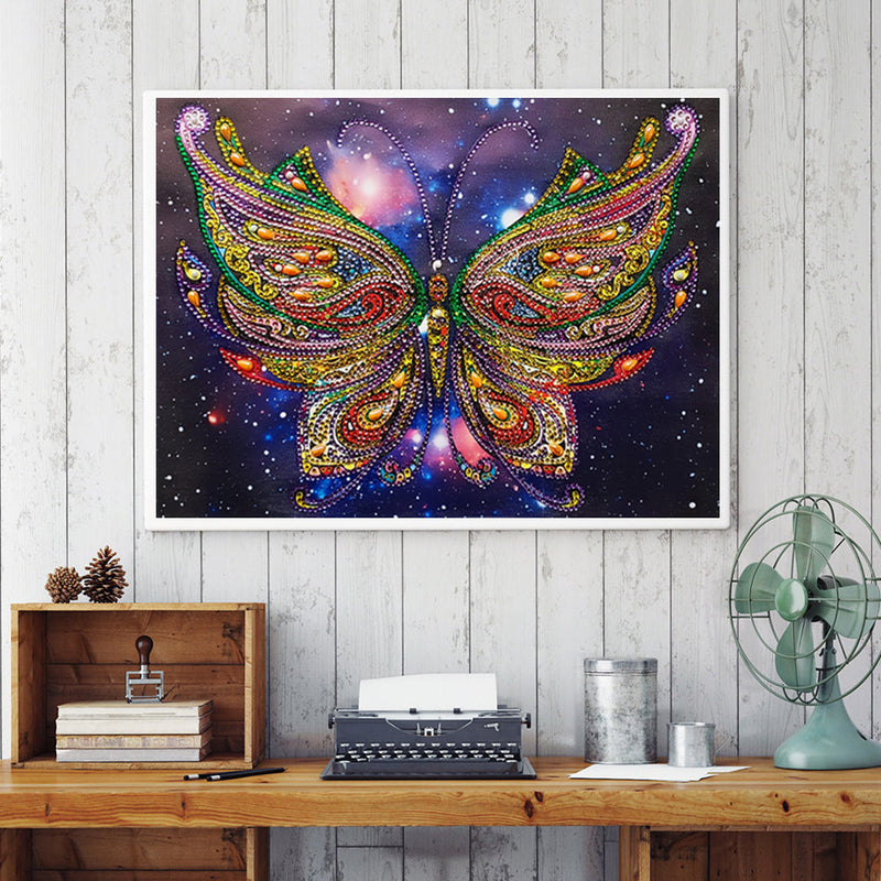 Wunderschöner Bunter Schmetterling Sonderform Diamond Painting