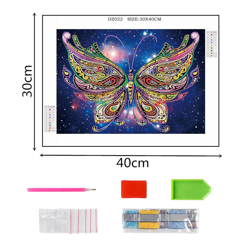 Wunderschöner Bunter Schmetterling Sonderform Diamond Painting