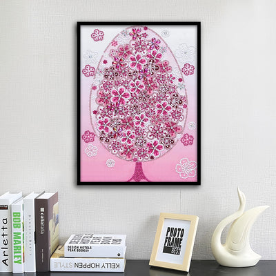 Rosa Blume Baum Sonderform Diamond Painting