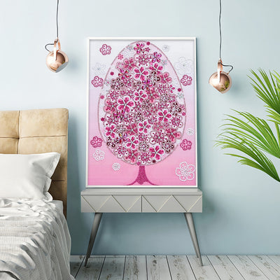 Rosa Blume Baum Sonderform Diamond Painting