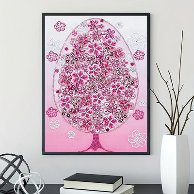 Rosa Blume Baum Sonderform Diamond Painting