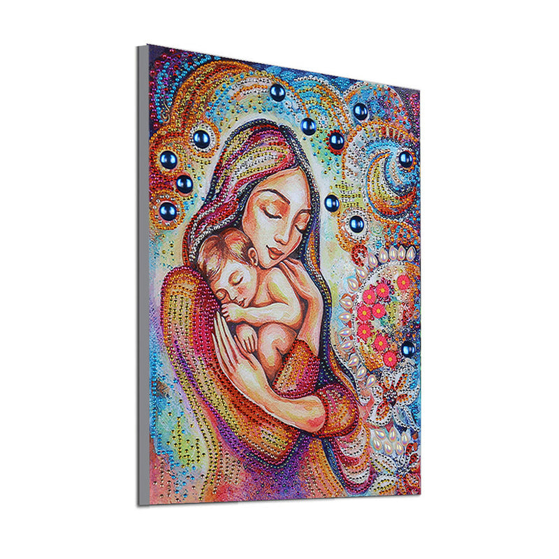 Frau Hält Baby Sonderform Diamond Painting