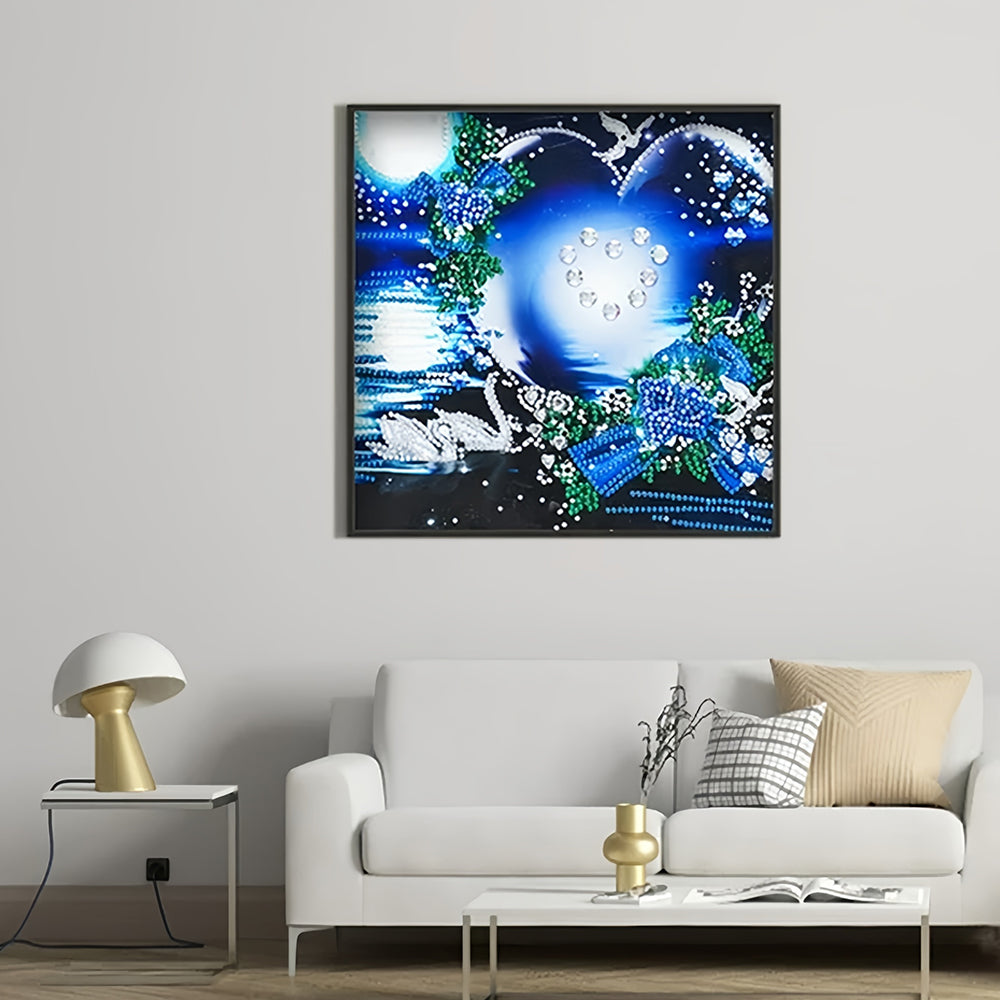 Schwan und Herz Sonderform Diamond Painting