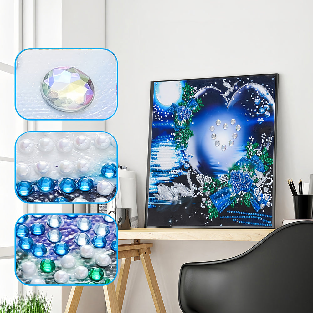 Schwan und Herz Sonderform Diamond Painting