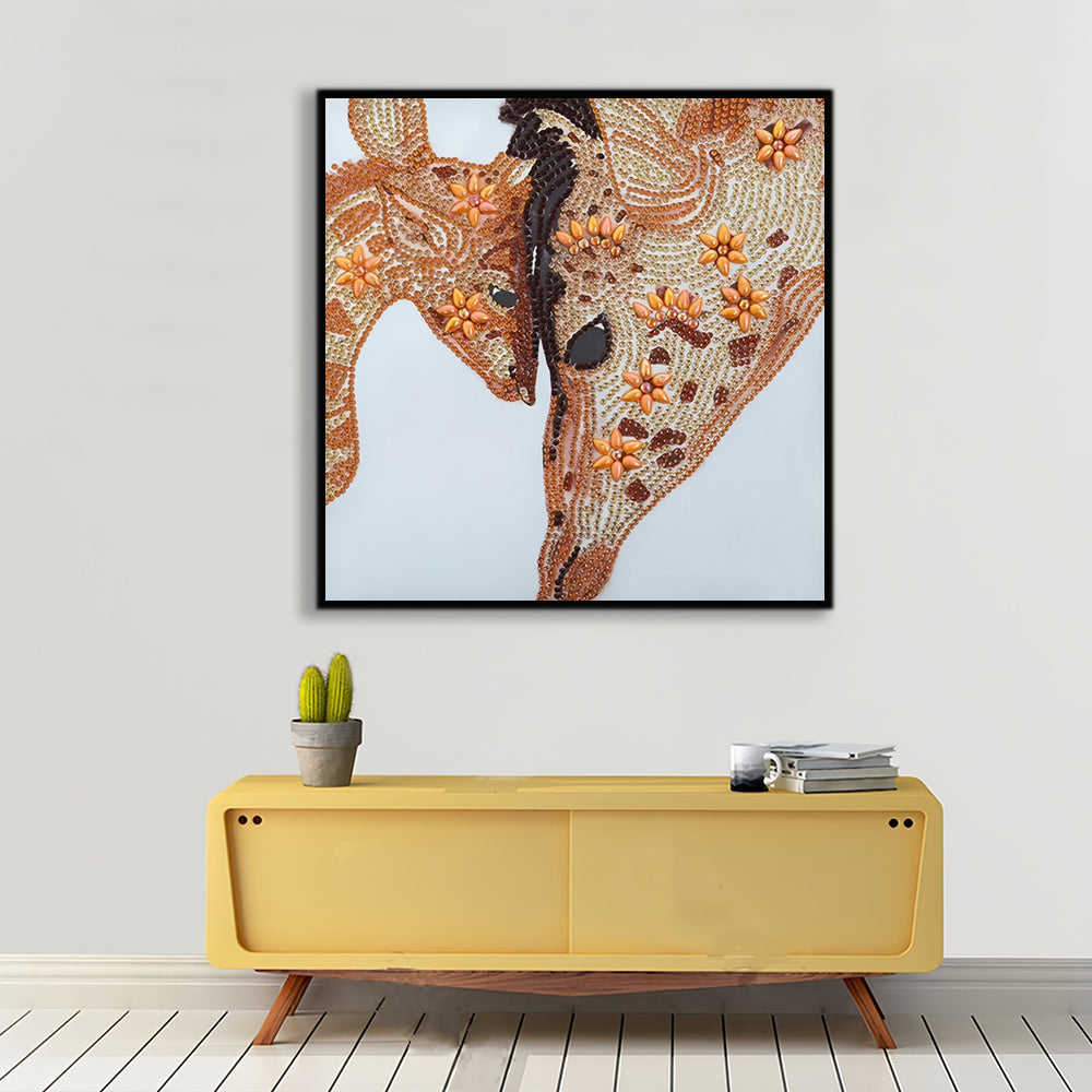 Warme Giraffe Mutter und Kind Sonderform Diamond Painting