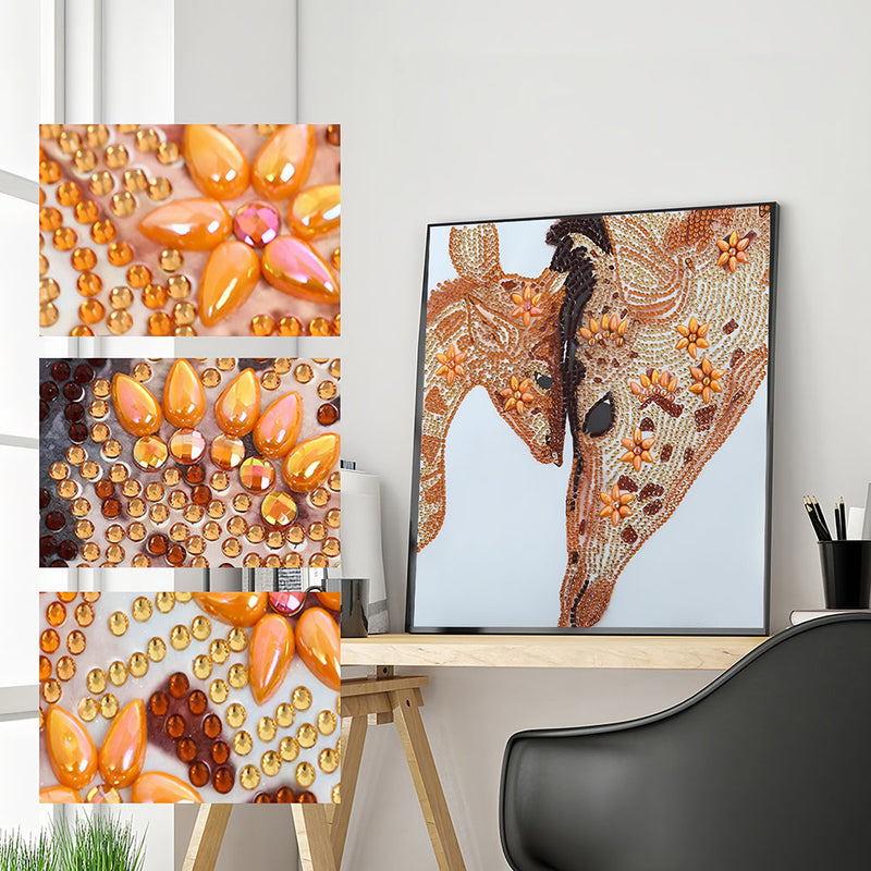 Warme Giraffe Mutter und Kind Sonderform Diamond Painting