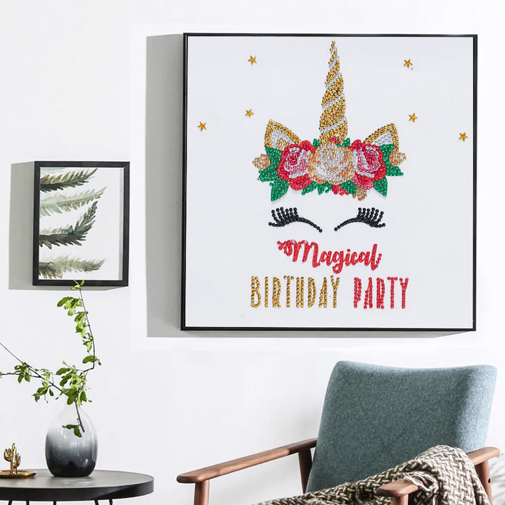 Einhorn Geburtstag Sonderform Diamond Painting