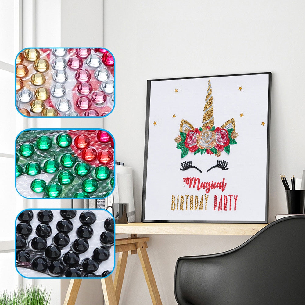 Einhorn Geburtstag Sonderform Diamond Painting