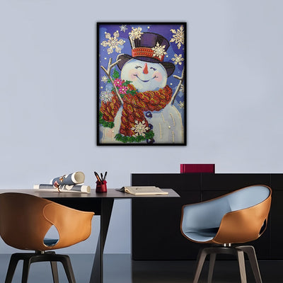 Frohe Weihnachten Schneemann Sonderform Diamond Painting