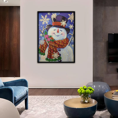 Frohe Weihnachten Schneemann Sonderform Diamond Painting