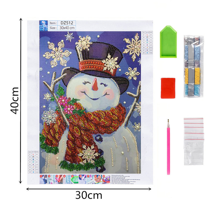 Frohe Weihnachten Schneemann Sonderform Diamond Painting