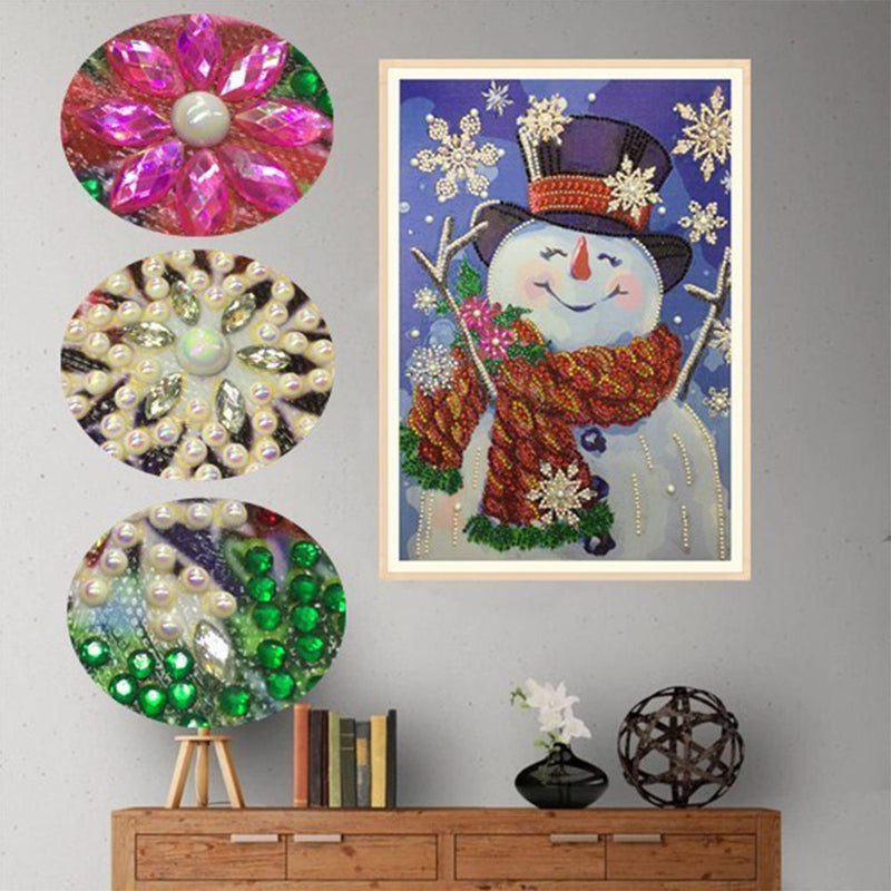 Frohe Weihnachten Schneemann Sonderform Diamond Painting