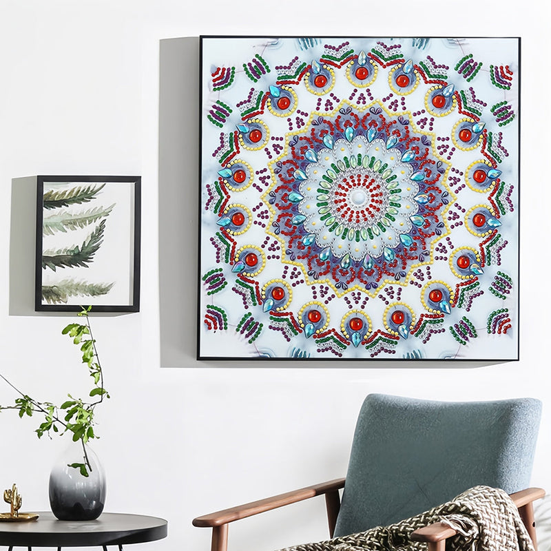 Eisblaues Mandala Sonderform Diamond Painting