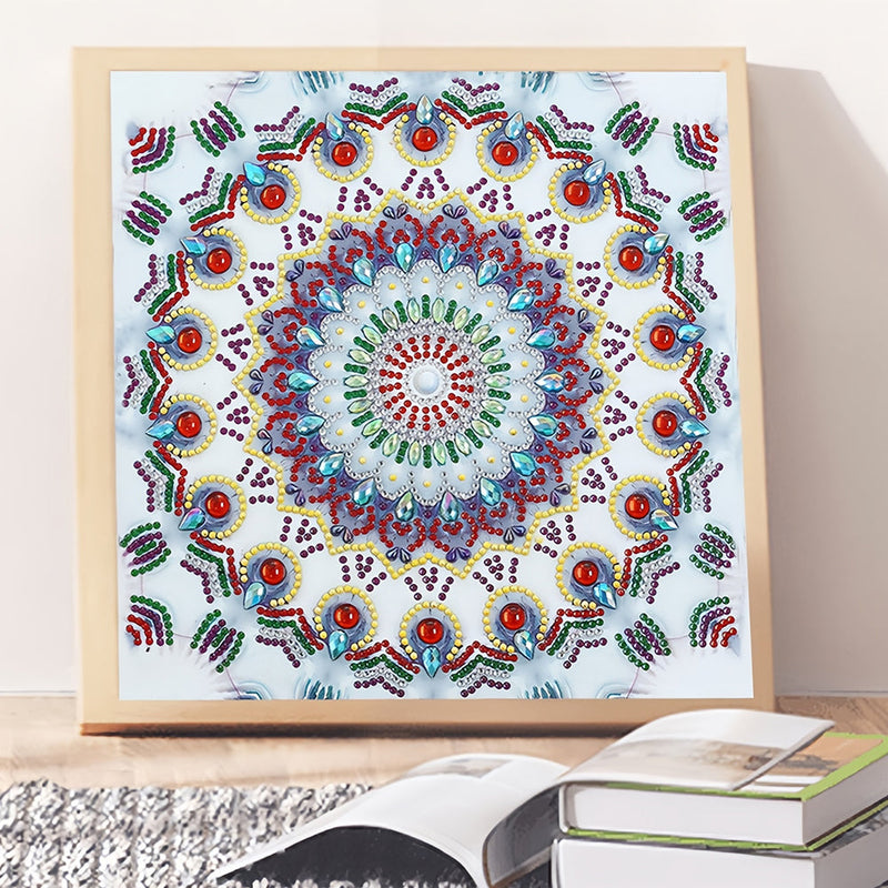 Eisblaues Mandala Sonderform Diamond Painting