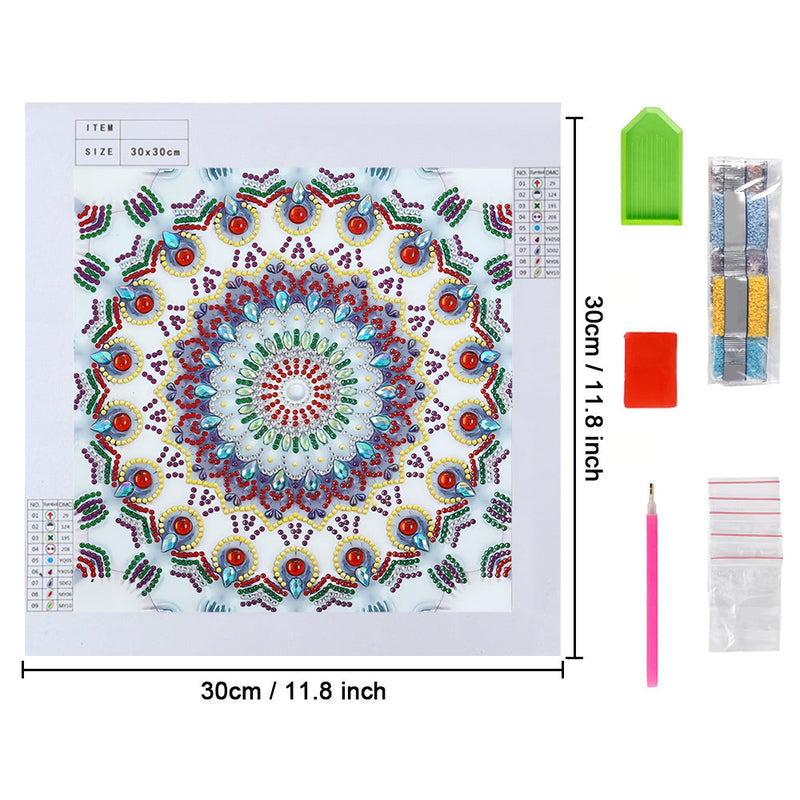 Eisblaues Mandala Sonderform Diamond Painting