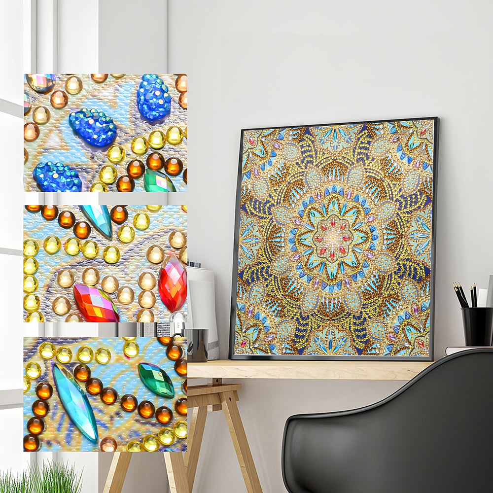 Helles Goldenes Mandala Sonderform Diamond Painting