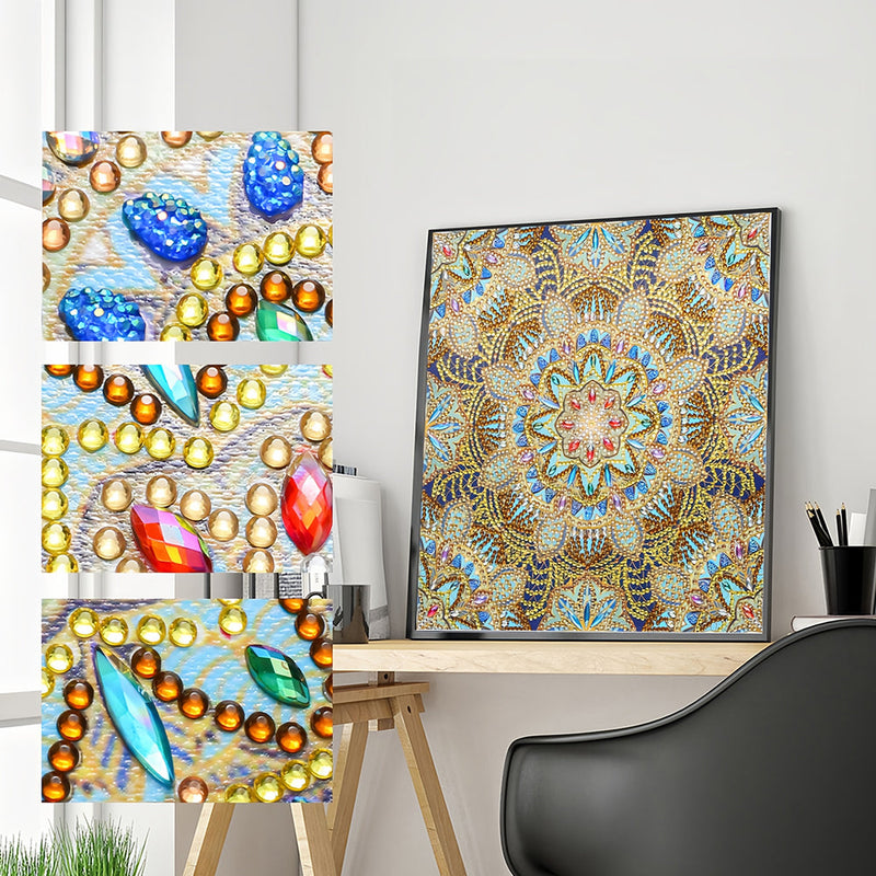 Helles Goldenes Mandala Sonderform Diamond Painting