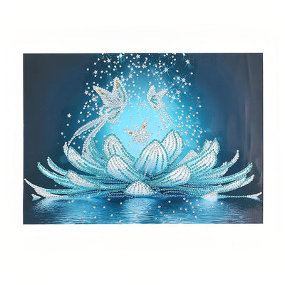 Eislotus und Schmetterlinge Sonderform Diamond Painting