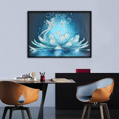 Eislotus und Schmetterlinge Sonderform Diamond Painting