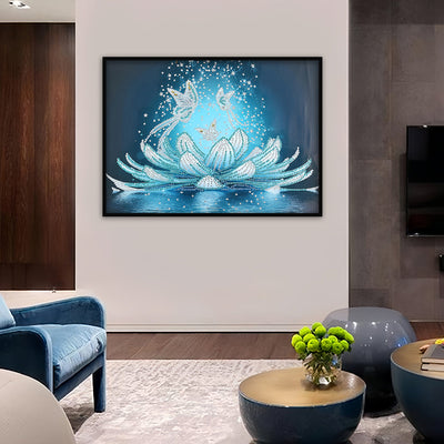 Eislotus und Schmetterlinge Sonderform Diamond Painting