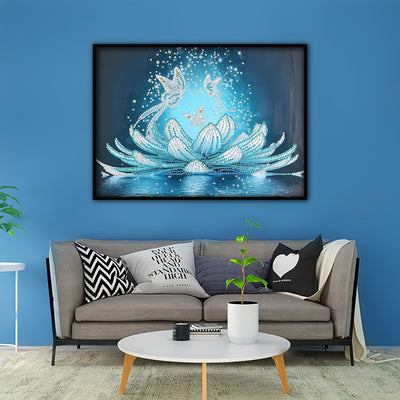 Eislotus und Schmetterlinge Sonderform Diamond Painting