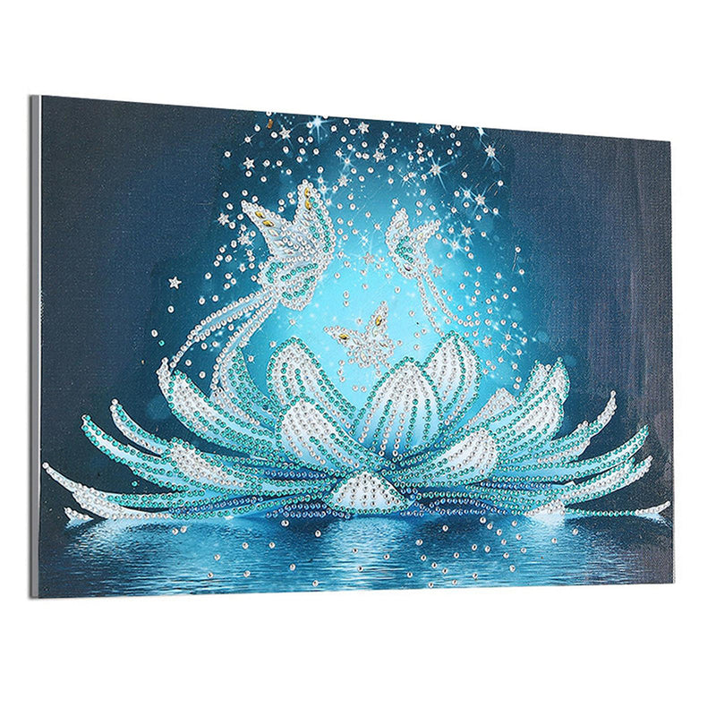 Eislotus und Schmetterlinge Sonderform Diamond Painting