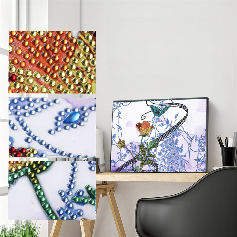 Schmetterling und Pflanzen Sonderform Diamond Painting