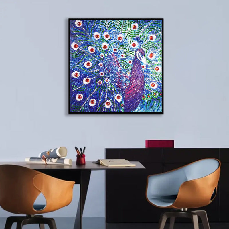 Blauer und Lila Pfau Sonderform Diamond Painting