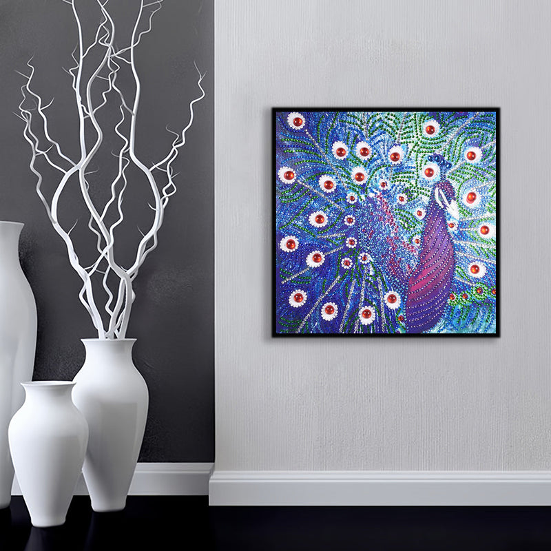 Blauer und Lila Pfau Sonderform Diamond Painting