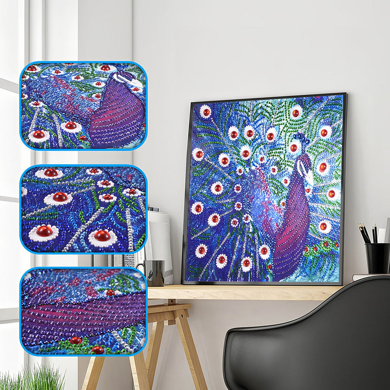 Blauer und Lila Pfau Sonderform Diamond Painting