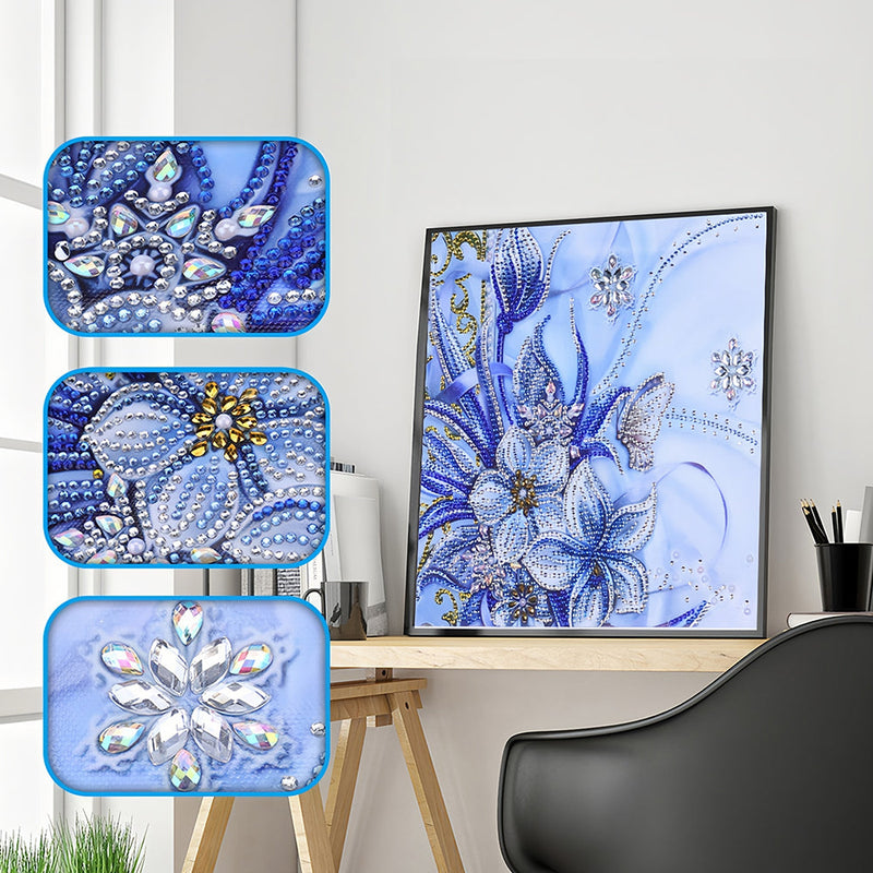 Blaue Orchidee Sonderform Diamond Painting