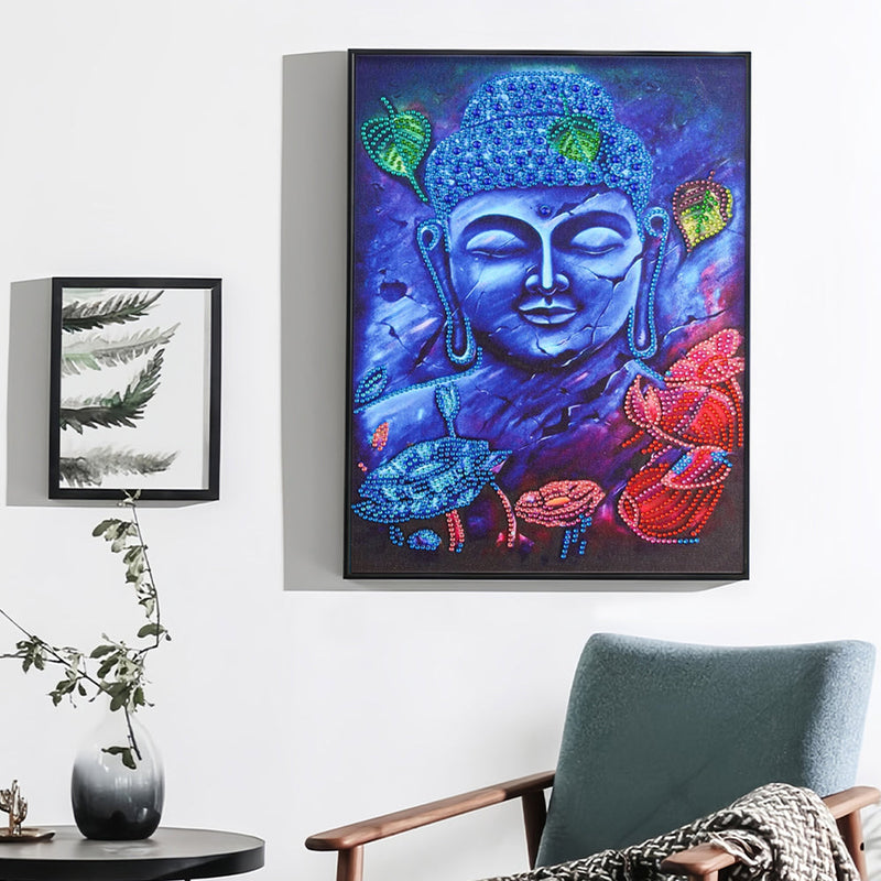 Blaue Buddha Statue Sonderform Diamond Painting