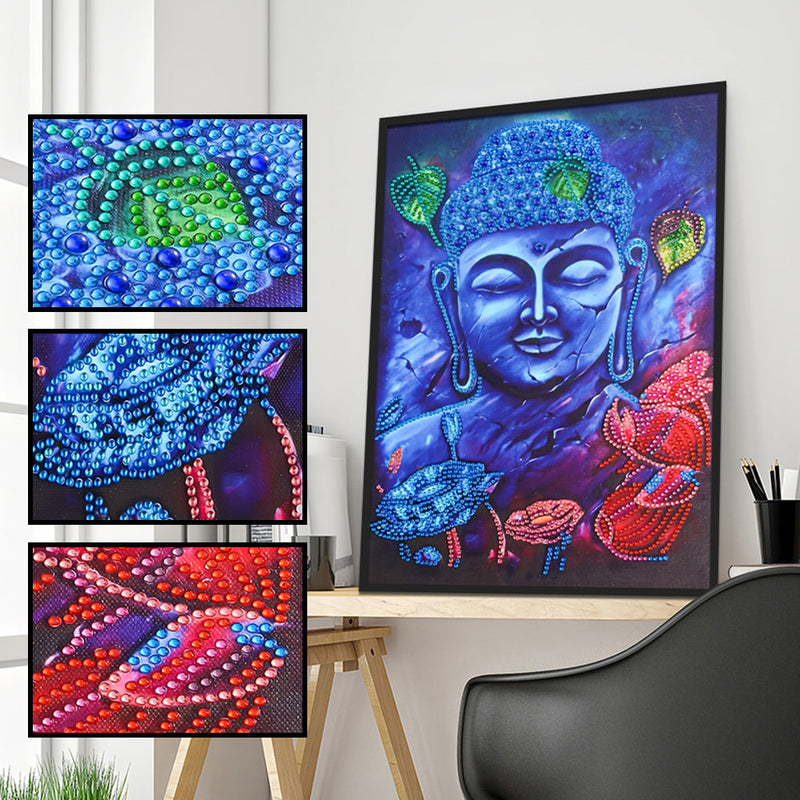 Blaue Buddha Statue Sonderform Diamond Painting